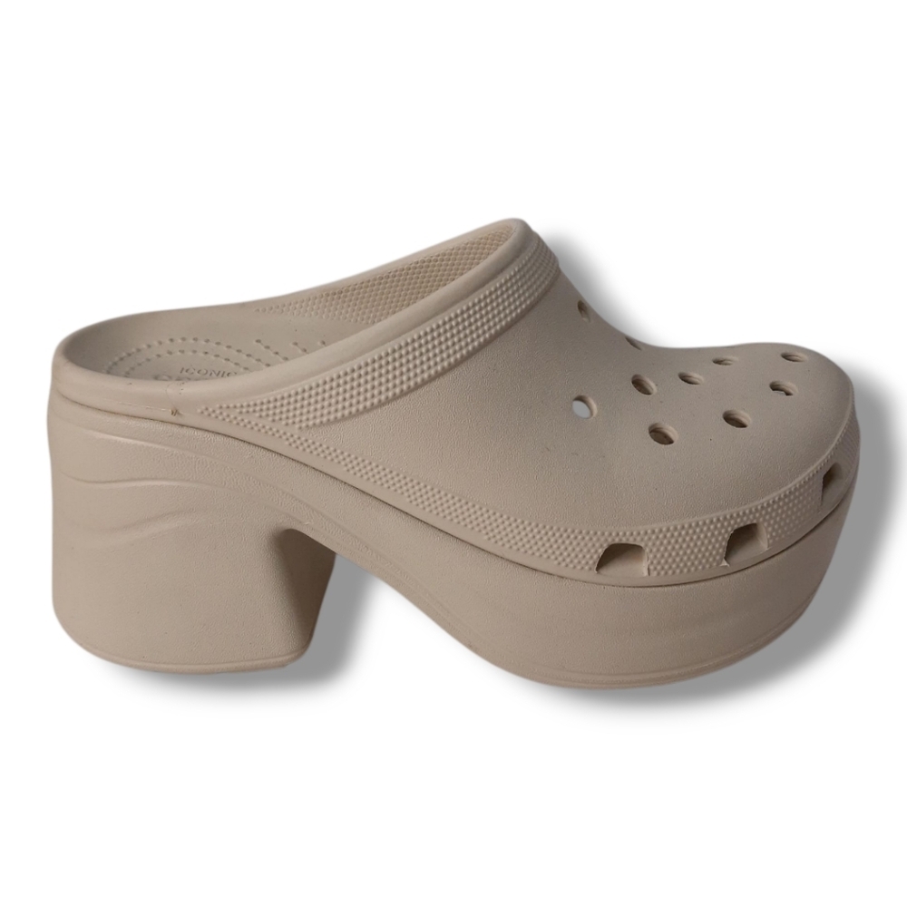 CROCS Unisex Bone 'SIREN' Heeled CROC Clogs Size W-10 M-8 - Picture 3 of 6